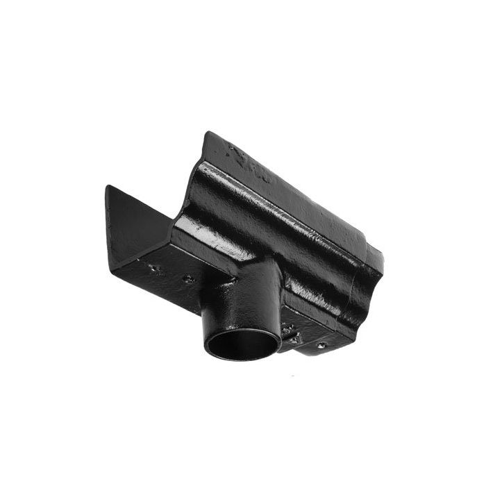 100x75 (4"x 3") Moulded Cast Iron 75mm (3") Gutter Outlet - Black