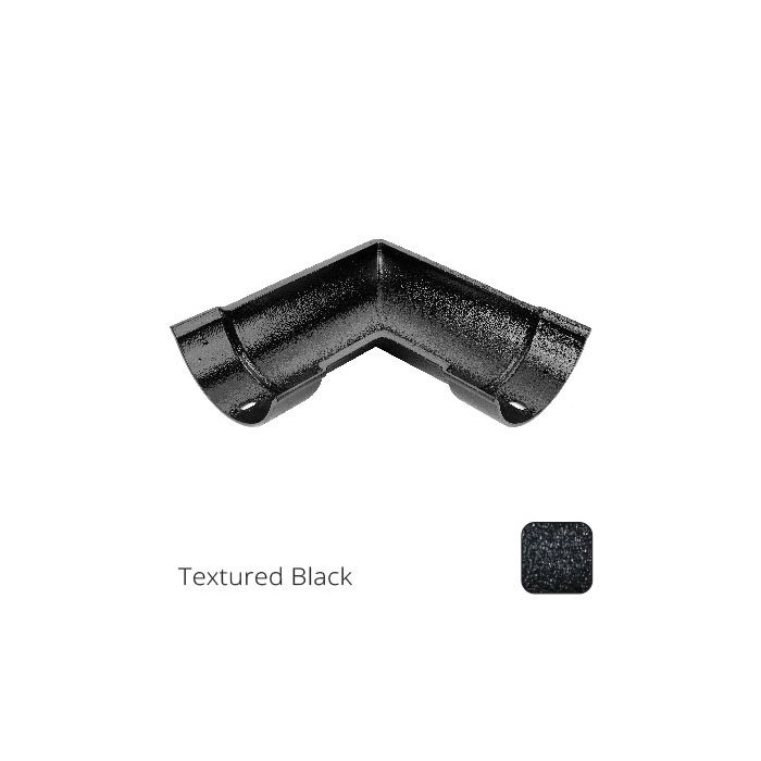 115mm (4.5") Beaded Half Round Cast Aluminium 90 degree Combined Gutter Angle - Textured Black