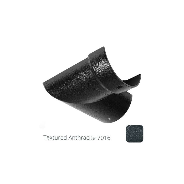 100mm (4") Half Round Cast Aluminium Gutter 90 Internal Angle - Textured Anthracite Grey RAL 7016 