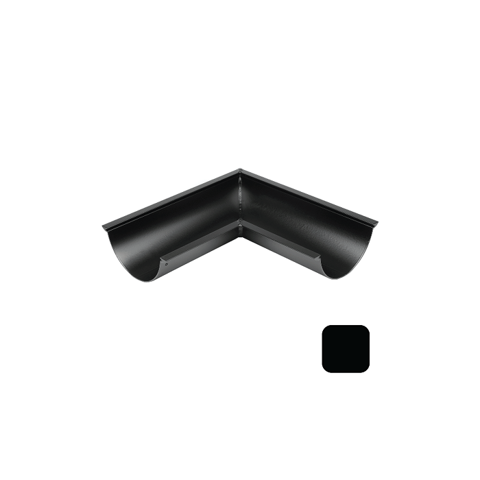 115mm (4.5") SnapFix Aluminium Half Round 90 Degree Gutter Angle - RAL 9005M Matt Black 