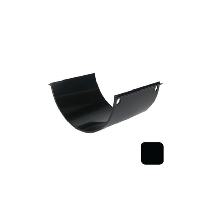 115mm (4.5") SnapFix Aluminium Half Round Gutter Union - RAL 9005M Matt Black 