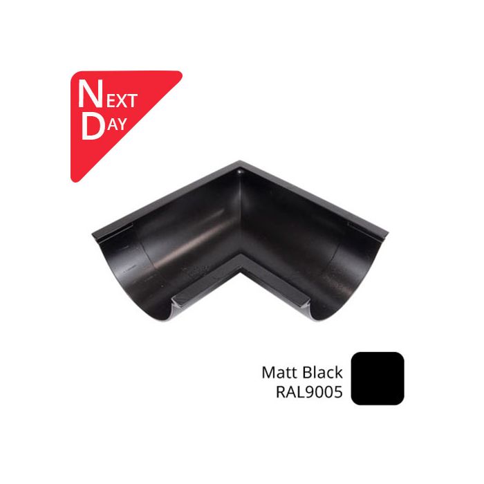 115mm (4.5") SnapIT Aluminium Half Round 90 Degree Gutter Angle - RAL 9005M Matt Black 