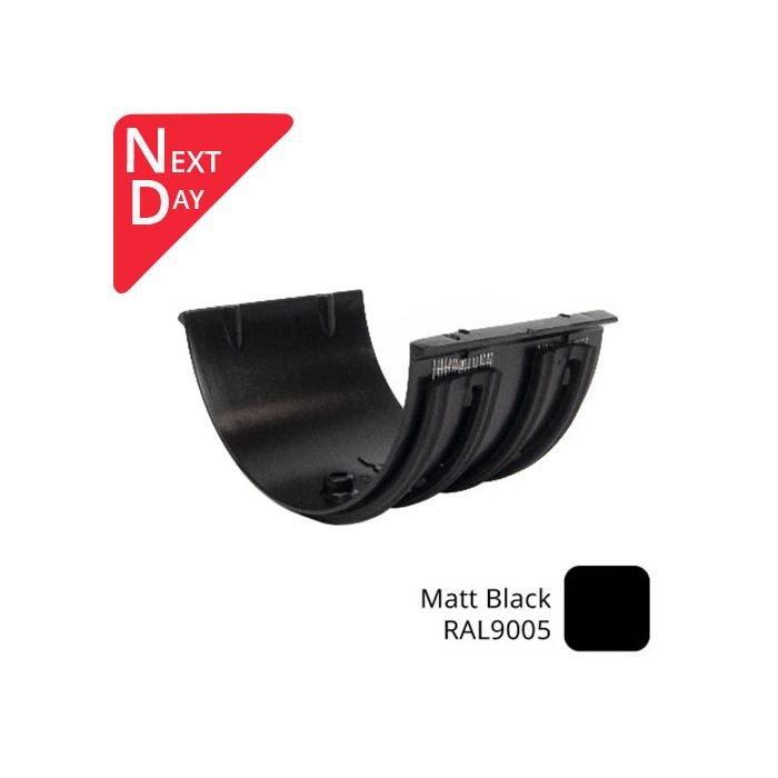 115mm (4.5") SnapIT Aluminium Half Round Gutter Union - RAL 9005M Matt Black 