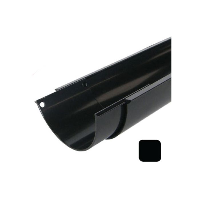 115mm (4.5") x 3m SnapFix Aluminium Half Round Gutter - RAL 9005M Matt Black 