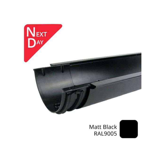 115mm (4.5") x 3m SnapIT Aluminium Half Round Gutter - RAL 9005M Matt Black 