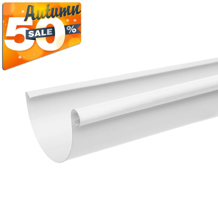 115mm Half Round 9016M White Galvanised Steel Gutter 3m Length