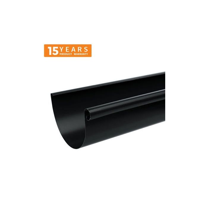 115mm Half Round Black Coated Galvanised Steel Gutter 3m Length