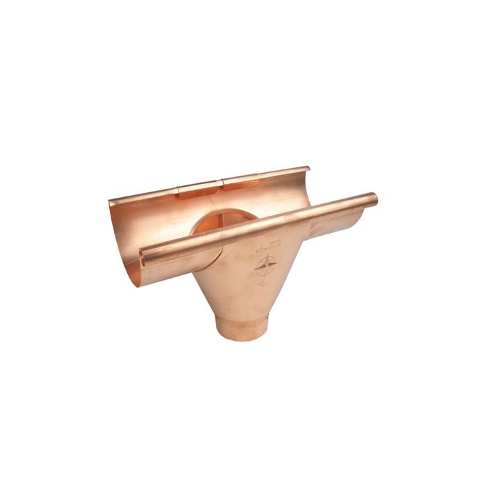 115mm Half Round Copper 80mm 'prefab' Gutter Outlet