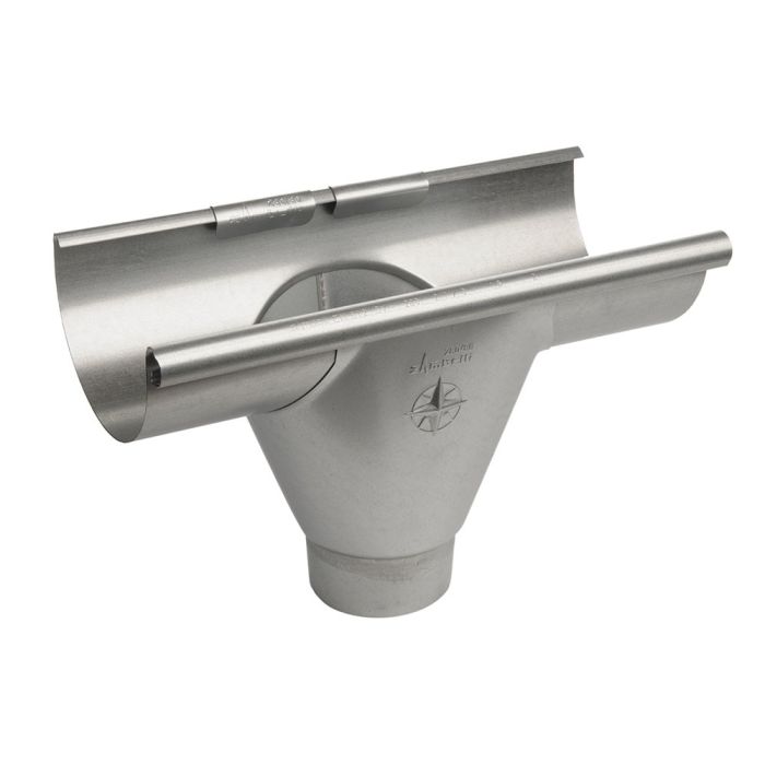 115mm Half Round Galvanised Steel 80mm 'prefab' Gutter Outlet