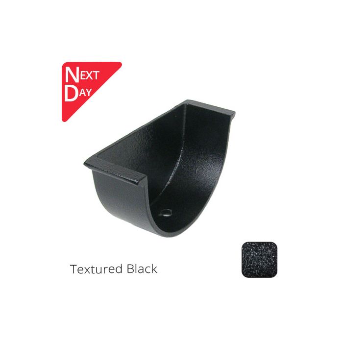 115x75mm (4.5"x3") Beaded Deep Run Cast Aluminium Gutter Stop-end - Internal - Textured Black - Next Day Delivery