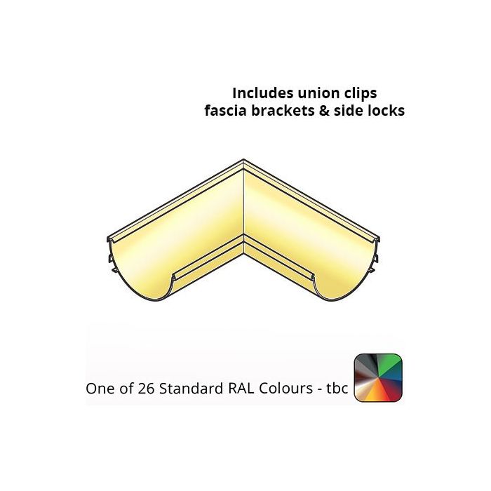 120x60mm Aluminium Aqualine Half Round 90 Degree Angle Assemblies - Internal  - One of 26 Standard Matt RAL colours TBC 