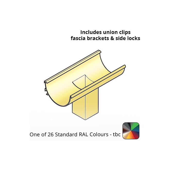 120x60mm Aluminium Aqualine Half Round Running Outlet Assemblies with 100x75mm spigot - One of 26 Standard Matt RAL colours TBC 