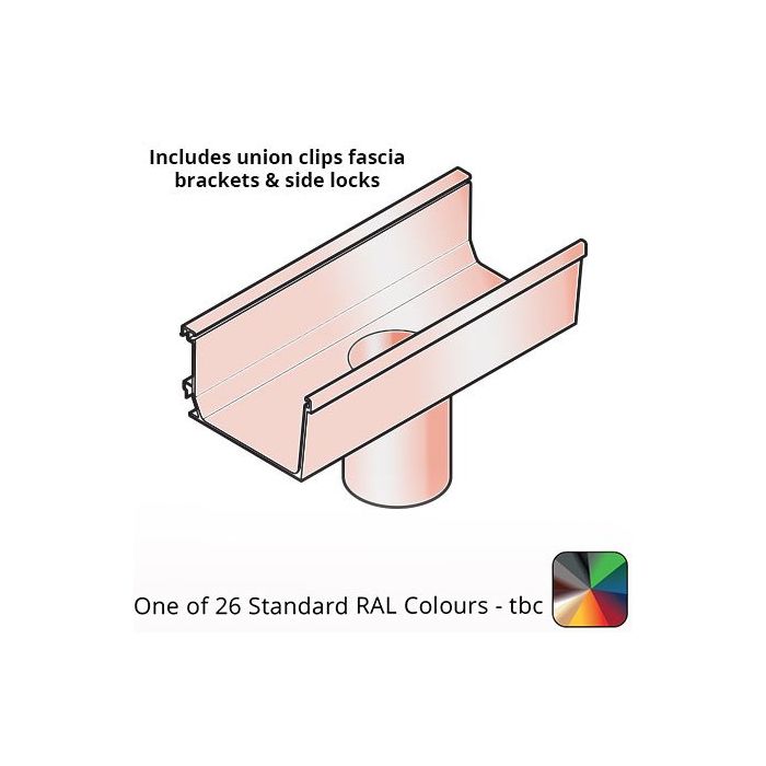 120x80mm Aluminium Aqualine Box Running Outlet Assemblies with 63mm spigot - One of 26 Standard Matt RAL colours TBC 