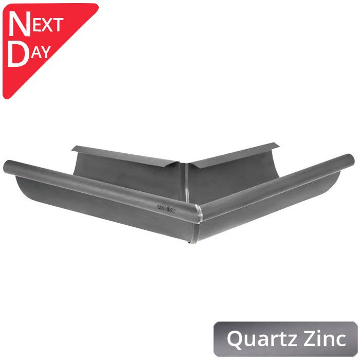 125mm Half Round Quartz Zinc 90 Degree External Gutter Angle