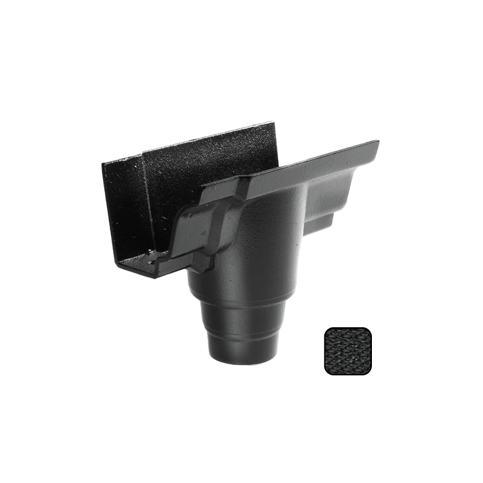 100 x 75mm (4"x3") Moulded Ogee Cast Aluminium 76mm Gutter Outlet - Textured Black