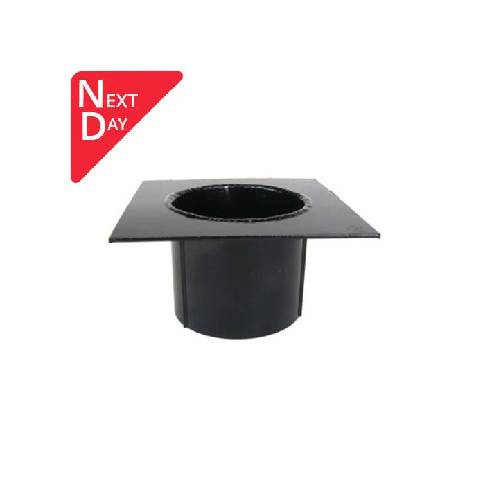 125x100mm Aluminium Box Gutter 63mm Spigot Patch Outlet - RAL 9005M Matt Black 