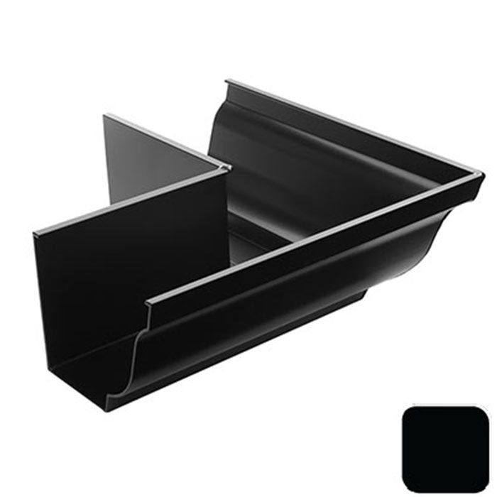 125x100mm SnapFix Aluminium Moulded 90 Degree External Gutter Angle - RAL 9005M Matt Black 