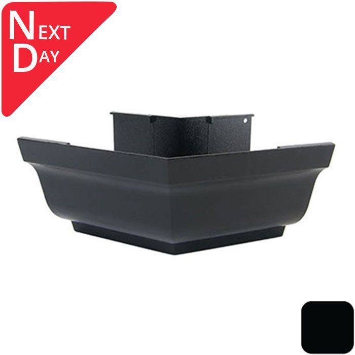 125x100mm SnapIT Aluminium Moulded 135 Degree External Gutter Angle - RAL 9005m Matt Black