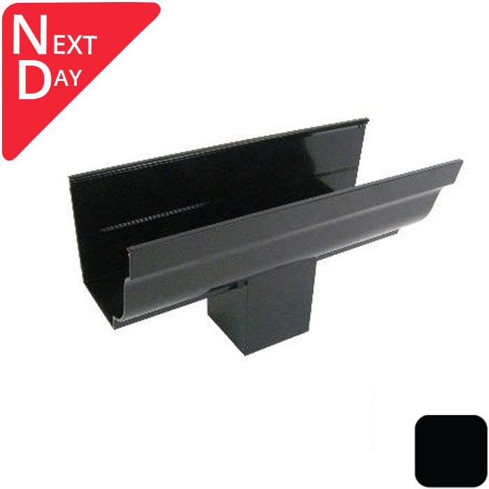 125x100mm SnapIT Aluminium Moulded Gutter Outlet with 76x76mm Spigot - RAL 9005m Matt Black