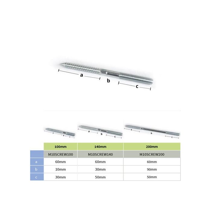 140mm M10 Galvanised Steel Screw for use with Downpipe Bracket with M10 Boss 