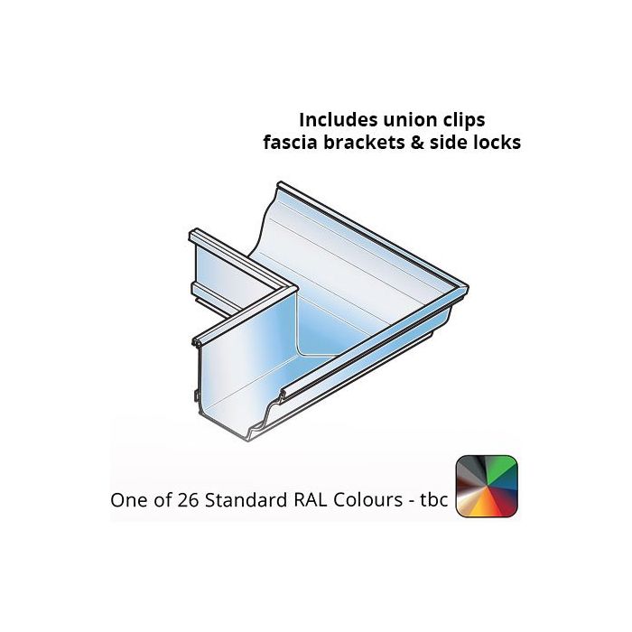 140x100mm Aluminium Aqualine Moulded Gutter 90 Degree Angle Assemblies - External - One of 26 Standard Matt RAL colours TBC 