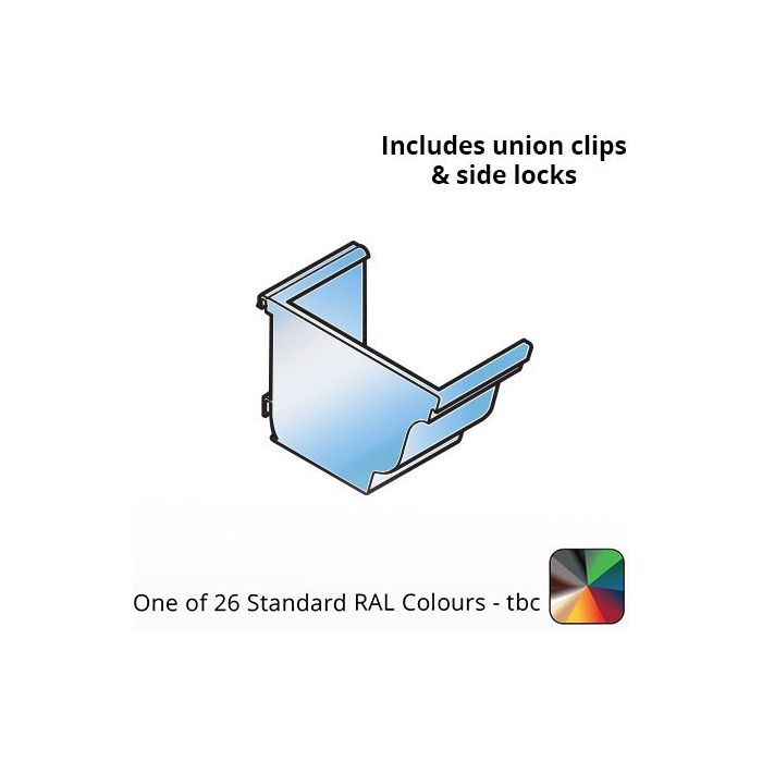 140x100mm Aluminium Aqualine Moulded Gutter Stop End Assemblies - Left Hand - One of 26 Standard Matt RAL colours TBC 