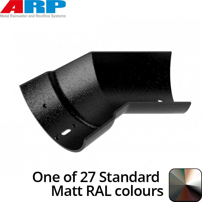 150mm (6")Half Round Cast Aluminium Gutter 135 Internal Angle - One of 26 Standard Matt RAL colours TBC 