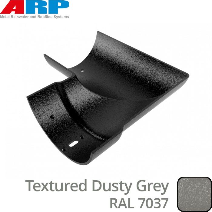 150mm (6")Half Round Cast Aluminium Gutter 90 External Angle - Textured Dusty Grey RAL 7037