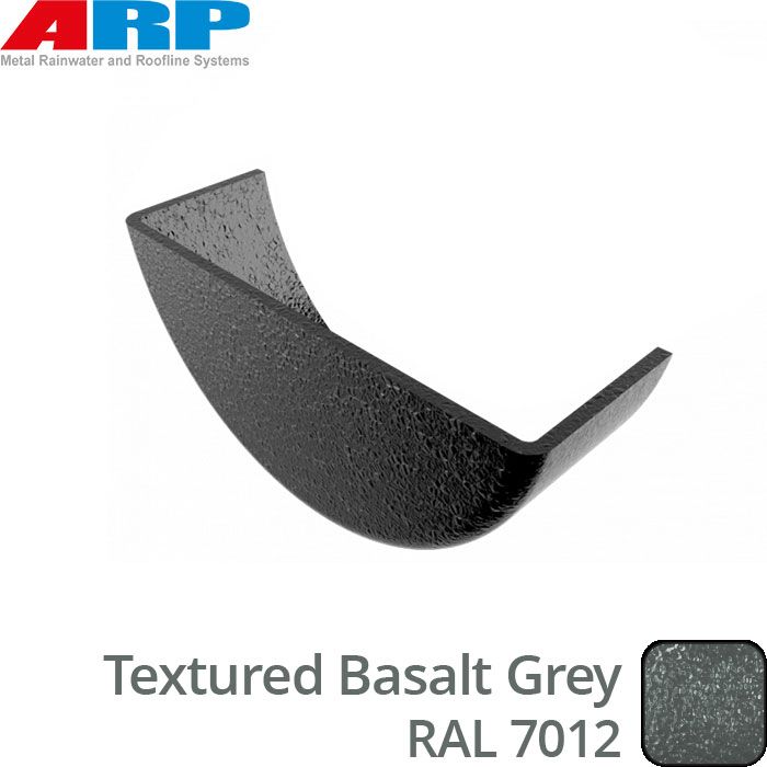 150mm (6")Half Round Cast Aluminium Internal Stop End - Textured Basalt Grey RAL 7012 