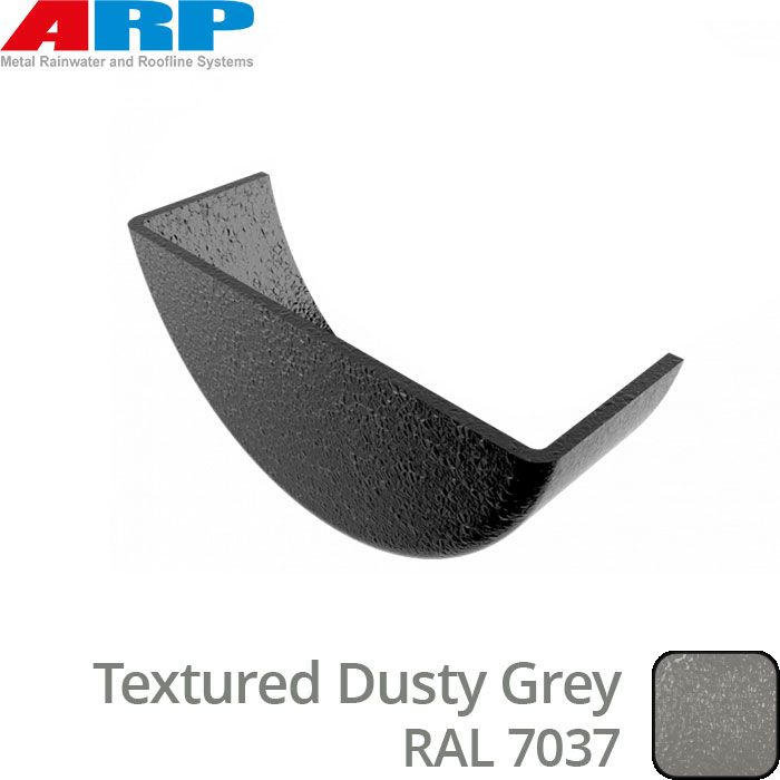 150mm (6")Half Round Cast Aluminium Internal Stop End - Textured Dusty Grey RAL 7037