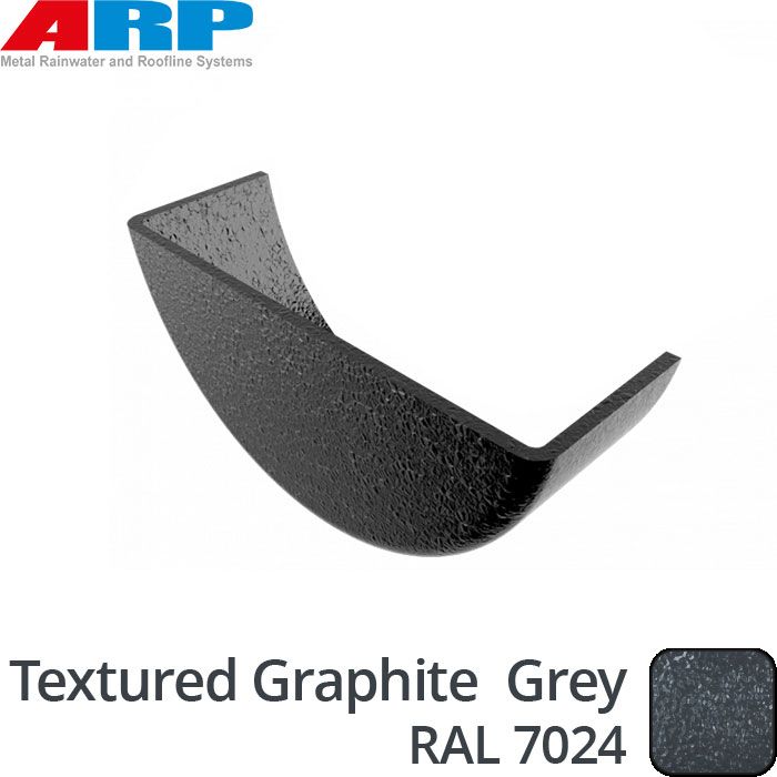 150mm (6")Half Round Cast Aluminium Internal Stop End - Textured Graphite Grey RAL 7024 