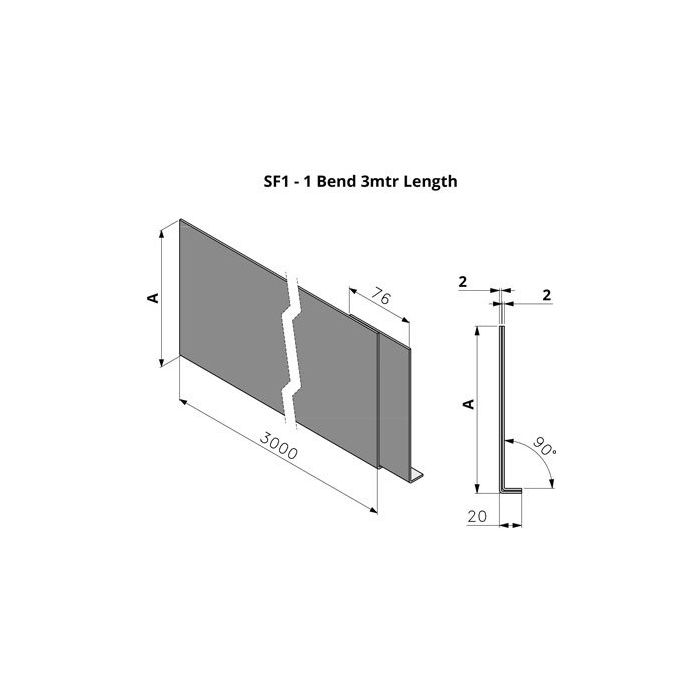 181-280mm SF1 Profile Skyline Aluminium Fascia - 3mtr length (including 1.no union)