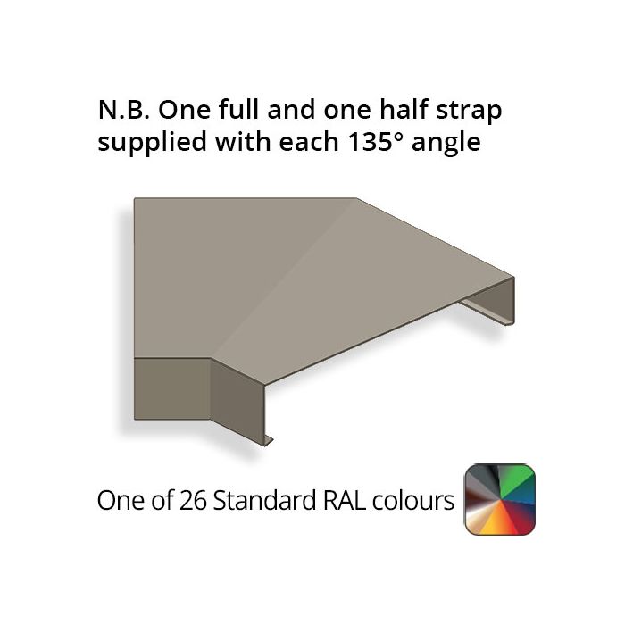 212mm Aluminium Sloping Coping (Suitable for 121-150mm Wall) - Internal 135 Degree Angle - Powder Coated Colour TBC