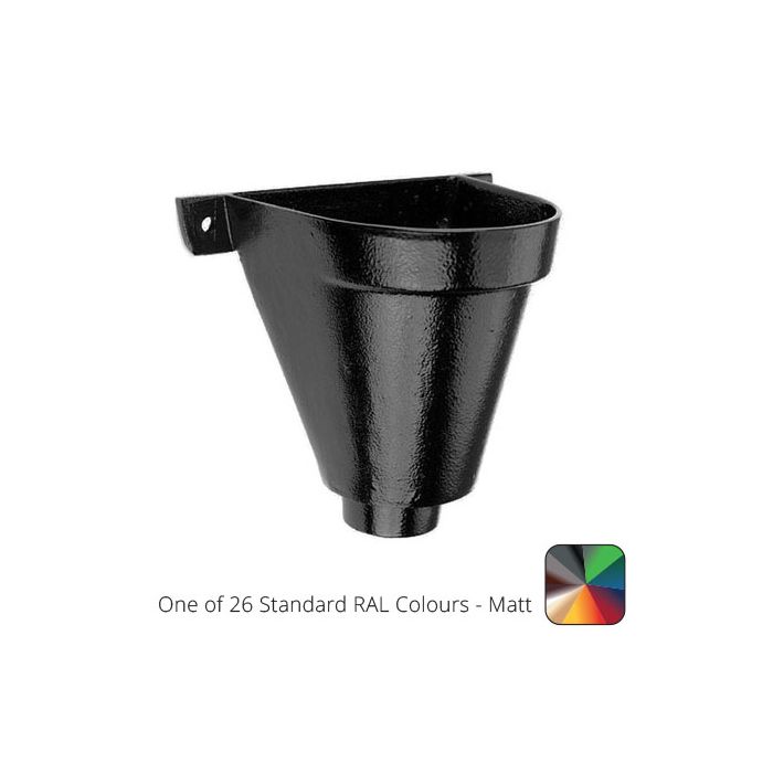 200mm Cast Aluminium Flat Back Hopper Head -63mm (2.5") Outlet - One of 26 Standard Matt RAL colours TBC