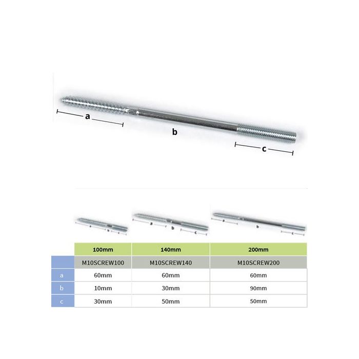 200mm M10 Galvanised Steel Screw for use with Downpipe Bracket with M10 Boss 