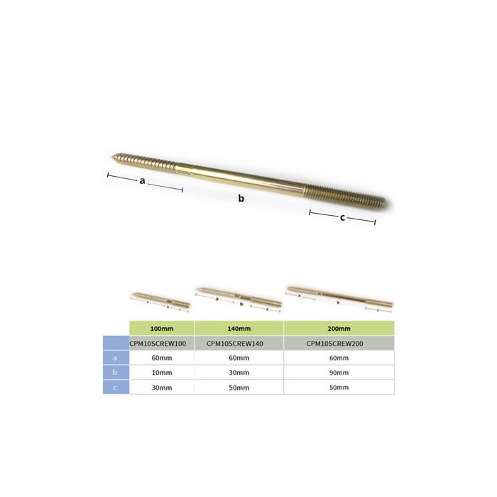 200mm M10 Screw for use with Copper Downpipe Bracket with M10 Boss