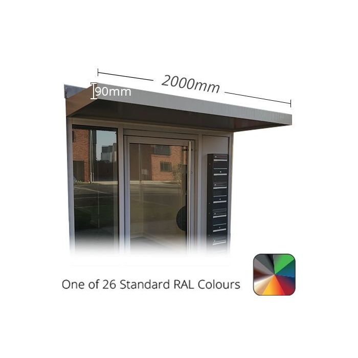 2m Kensington Contemporary Aluminium Canopy - PPC in One of 26 Standard RAL Colours TBC