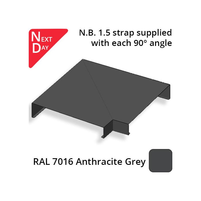 362mm  Aluminium Sloping Coping (Suitable for 271-300mm Wall) - External 90 Degree Angle - RAL 7016 Anthracite Grey