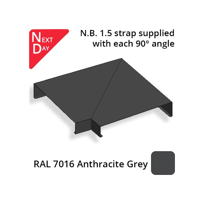 362mm  Aluminium Sloping Coping (Suitable for 271-300mm Wall) - Internal 90 Degree Angle - RAL 7016 Anthracite Grey