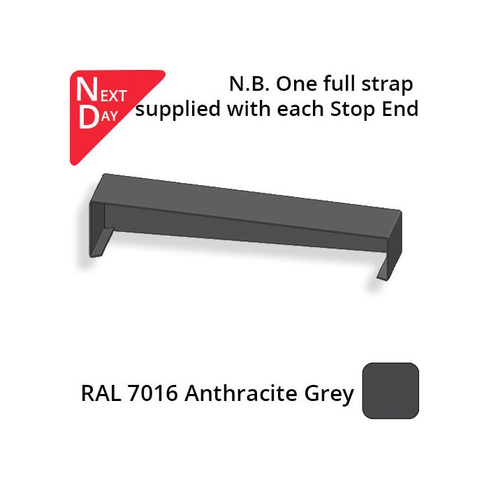 362mm  Aluminium Sloping Coping (Suitable for 271-300mm Wall) - Left-hand Stop End - RAL 7016 Anthracite Grey