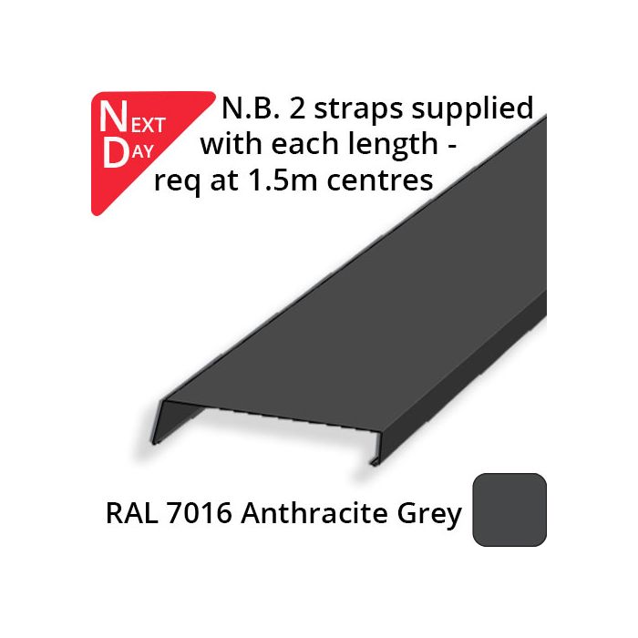 362mm Aluminium Sloping Coping (Suitable for 271-300mm Wall) - Length 3m - RAL 7016 Anthracite Grey