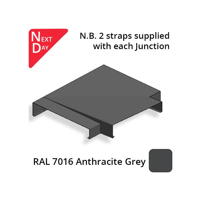 422mm  Aluminium Sloping Coping (Suitable for 331-360mm Wall) - Left-hand T Junction - RAL 7016 Anthracite Grey