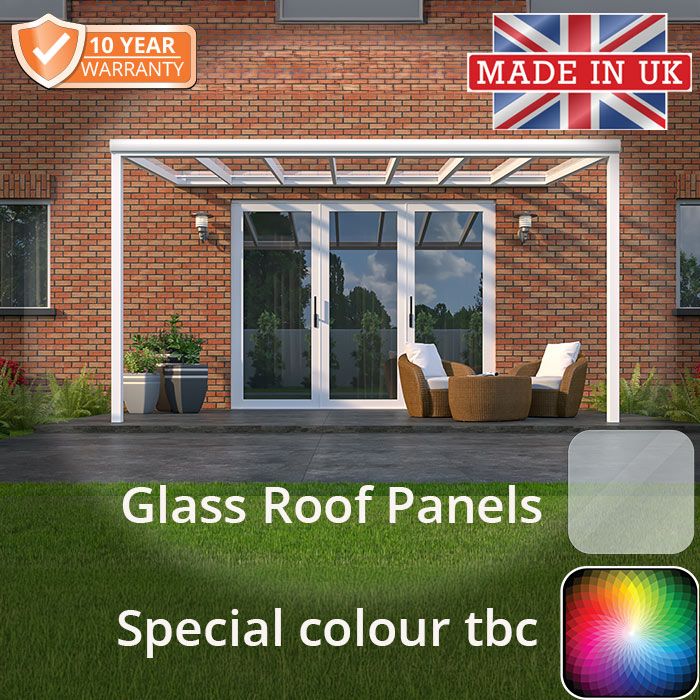 3x3m Contemporary Aluminium Veranda - Special Colour -TBC - 2 Posts - Glass Panels