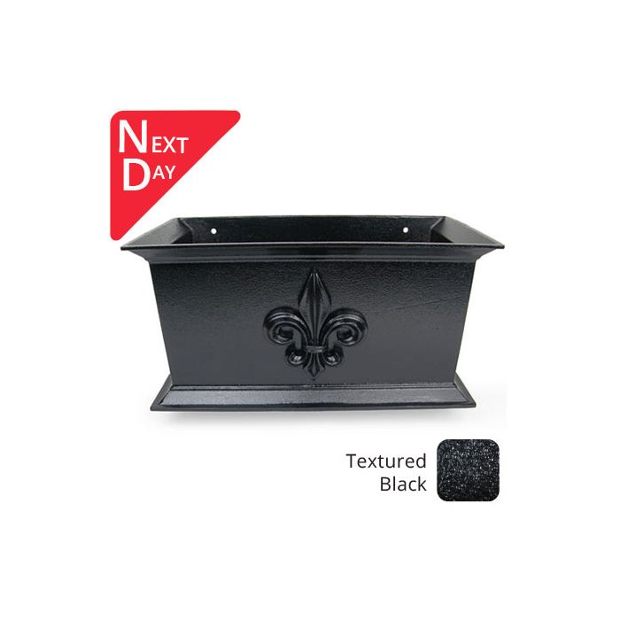 400mm Cast Aluminium Ornamental Hopper Head (with motif) - 63mm (2.5") Outlet - Textured Black