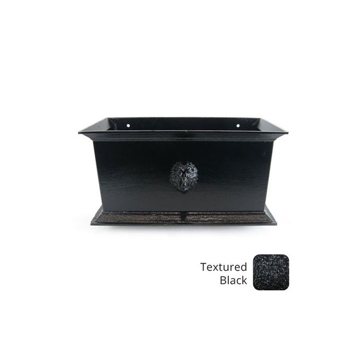 400mm Cast Aluminium Ornamental Hopper Head (with Lion Head motif) - 76mm outlet - Textured Black