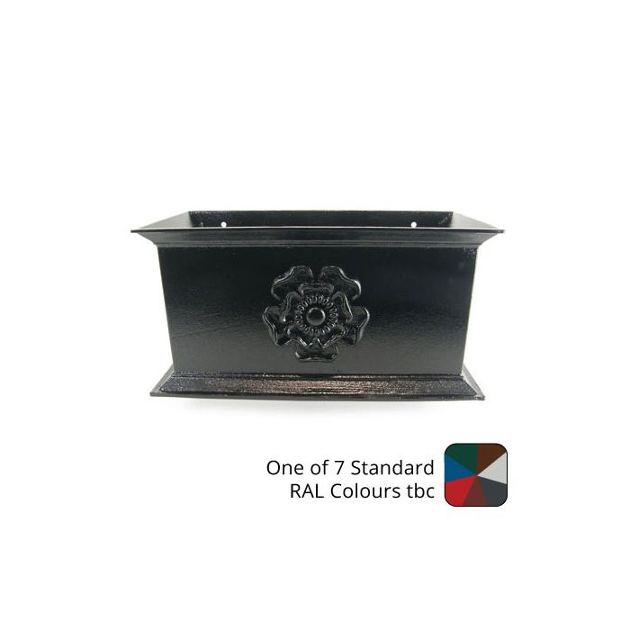 400mm Cast Aluminium Ornamental Hopper Head (with Tudor Rose motif) - 76mm outlet - One of 7 Standard RAL Colours TBC