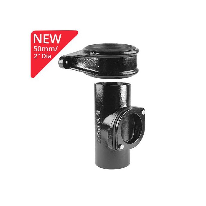 50mm (2") SimpleFIT Access Pipe with 'Push-Fit' Eared Socket - Black