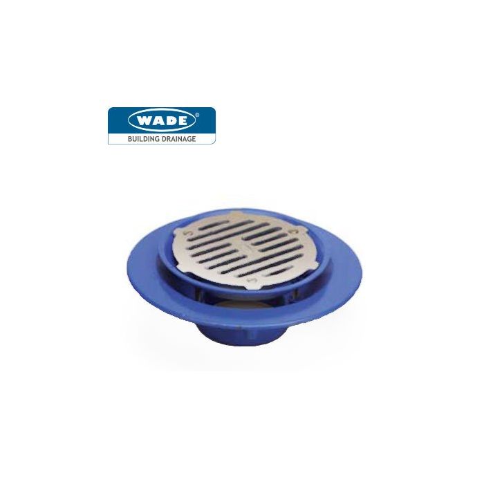 100mm Wade Vertical BSP Threaded Medium Sump Roof Outlet c/w Flat Grate