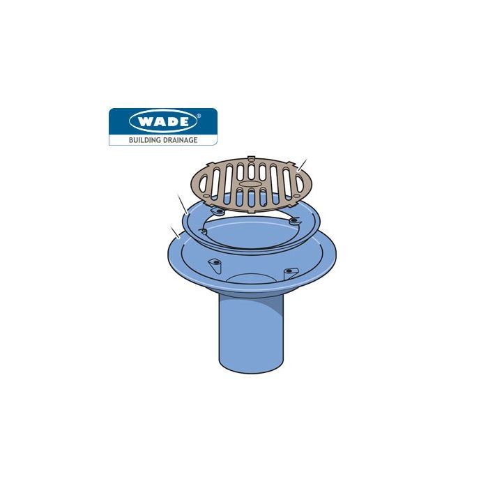 50mm Wade Vertical Spigot Medium Sump Roof Outlet c/w Flat Grate 