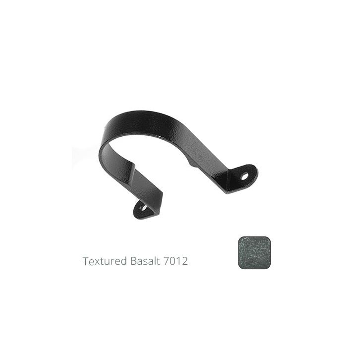 63mm (2.5") Aluminium Downpipe Clip - Textured Basalt Grey RAL 7012 - from Rainclear Systems